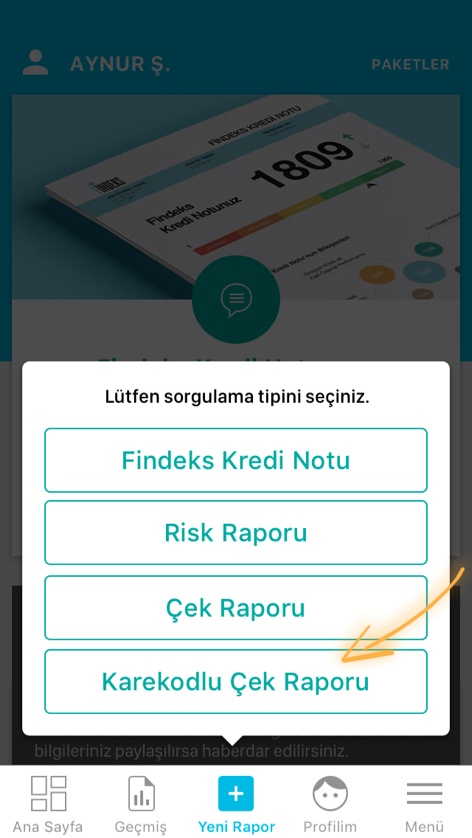 Karekodlu Çek Raporu Alma Kılavuzu Rapor Alma Adım 03
