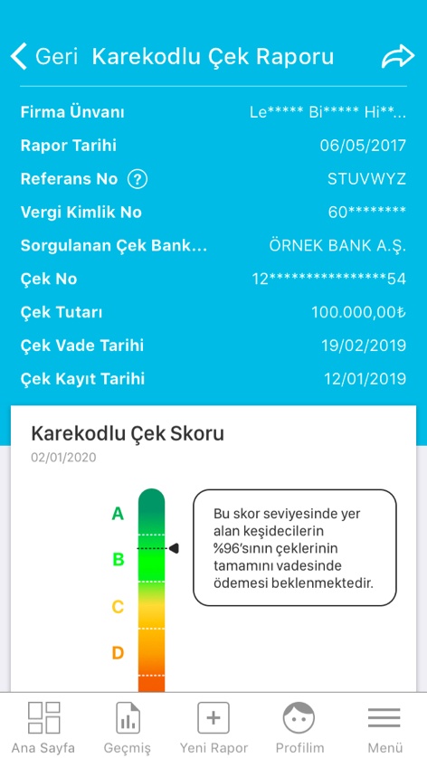 Karekodlu Çek Raporu Alma Kılavuzu Rapor Alma Adım 06