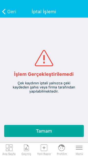Mobil Uygulama İşlemleri Üye Kullanımı Kayıt İptal İşlemi Adım 5