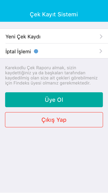 Mobil Uygulama İşlemleri Üye Olmadan Kayıt İptal İşlemi Adım 1