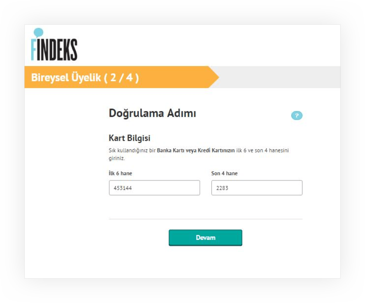 Findeks Bireysel Üyelik Ekranı Adım 10